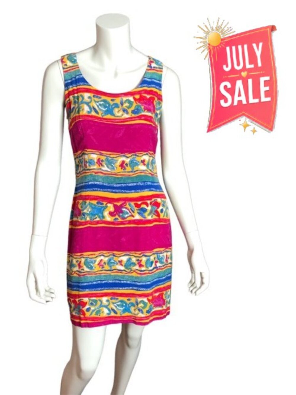 Jessica Howard Petite Colorful Sleeveless Summer Shift Dress Lightweight